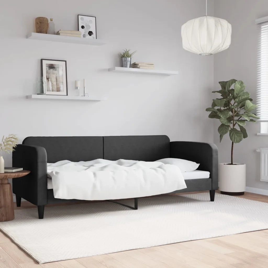 Letto singolo | Letto per adulti | Letto da Giorno Nero 80x200 cm in Tessuto