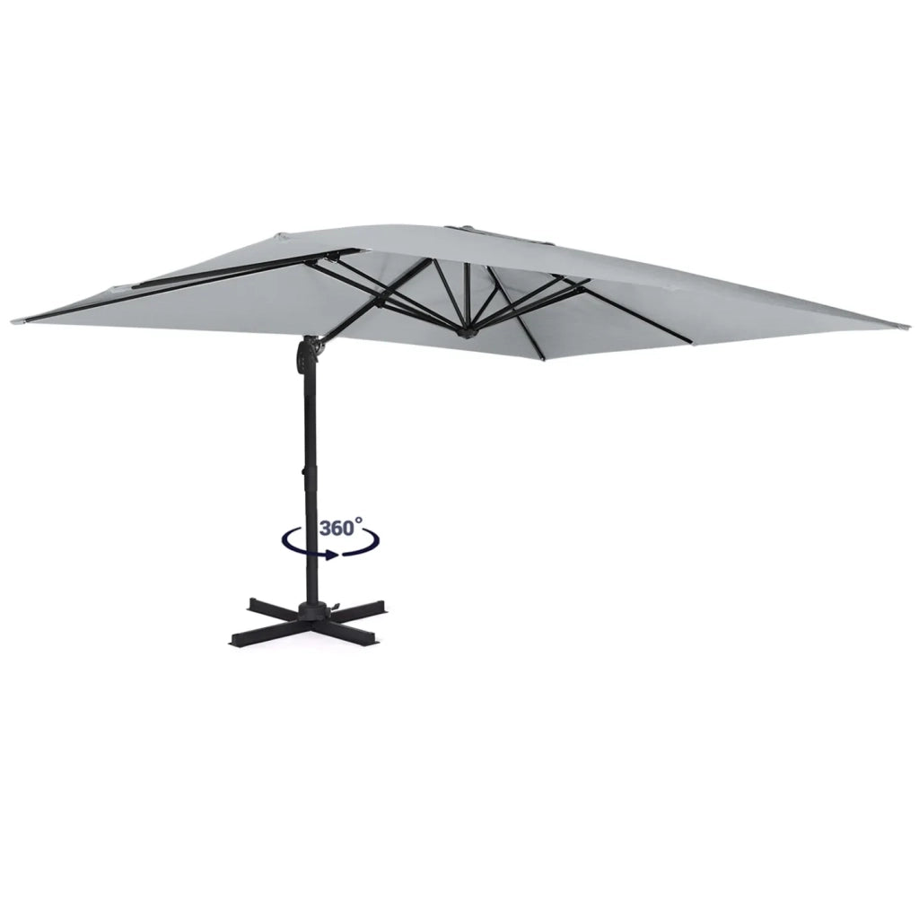 IDMarket - Ombrellone CALVI inclinabile a 360°, grigio chiaro 3x4 M con copertura