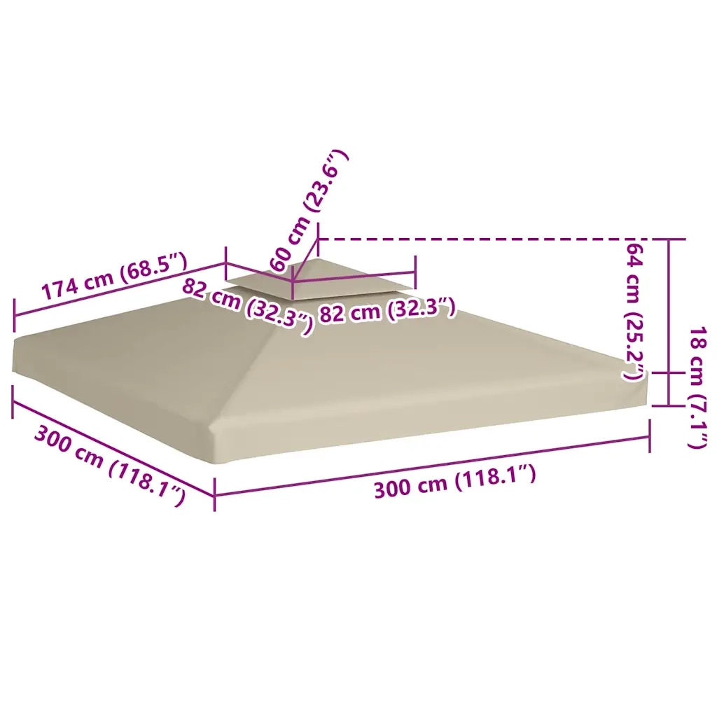Telo di Ricambio per Gazebo 310g/m² Beige 3x3m