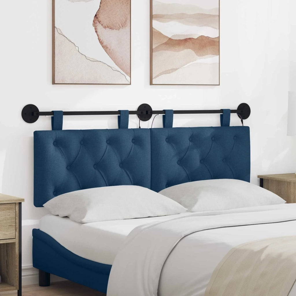 Testiera | Testata sospesa Con luce LED Blu Tessuto