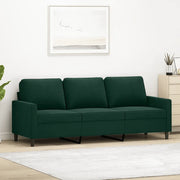 Divano a 3 Posti Verde Scuro 180 cm in Velluto