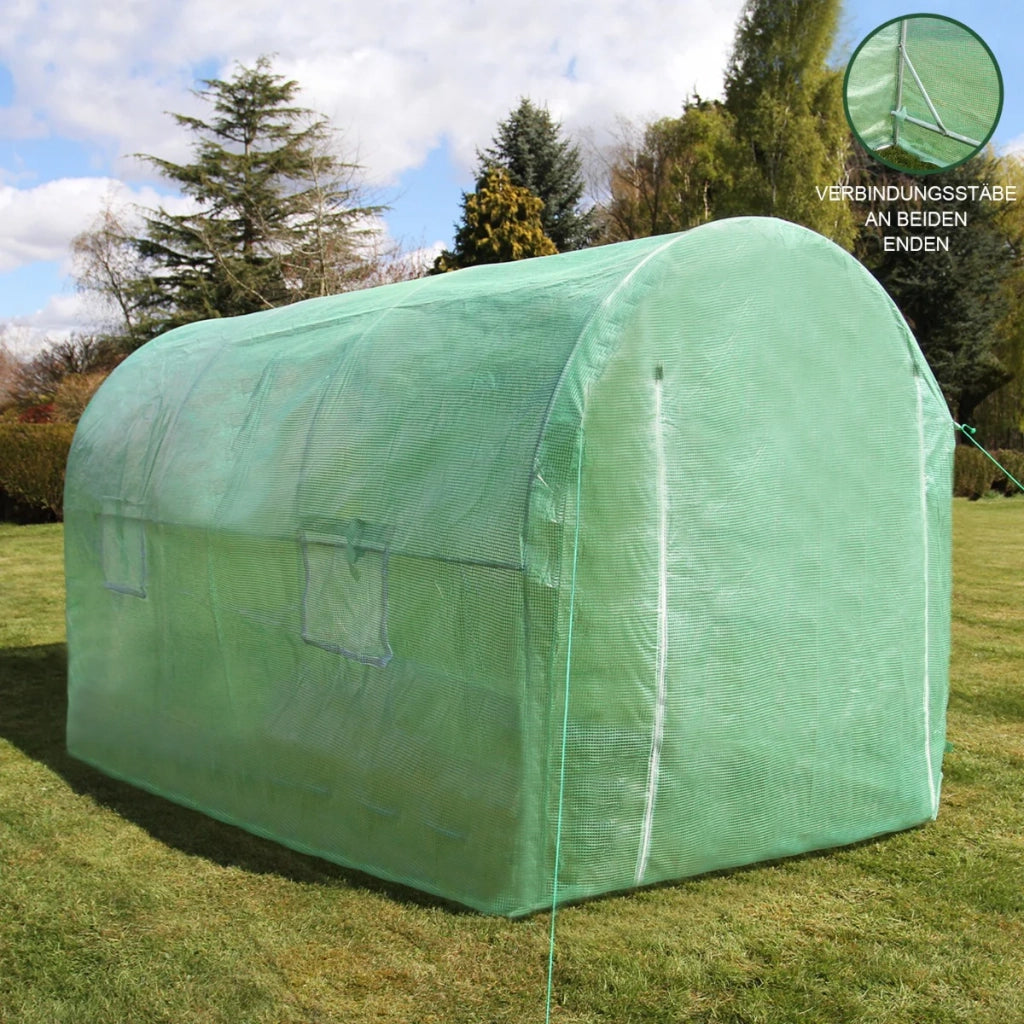 Serra da Giardino a Tunnel da Esterno in Polietilene Resistente alla Corrosione e Raggi UV Telaio in Ferro Galvanizzato per Piante Giardinaggio - 19mm - 3m x 2m