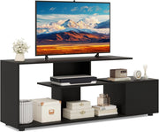 Mobile TV per TV fino a 55 pollici, supporto TV con 3 ripiani, armadio con porta, 4 piedi regolabili e 1 supporto per TV, panca per camera da letto, soggiorno (nero)