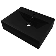 Lavabo da appoggio con foro per rubinetto 60 x 46 cm ceramica nera 02_0002487