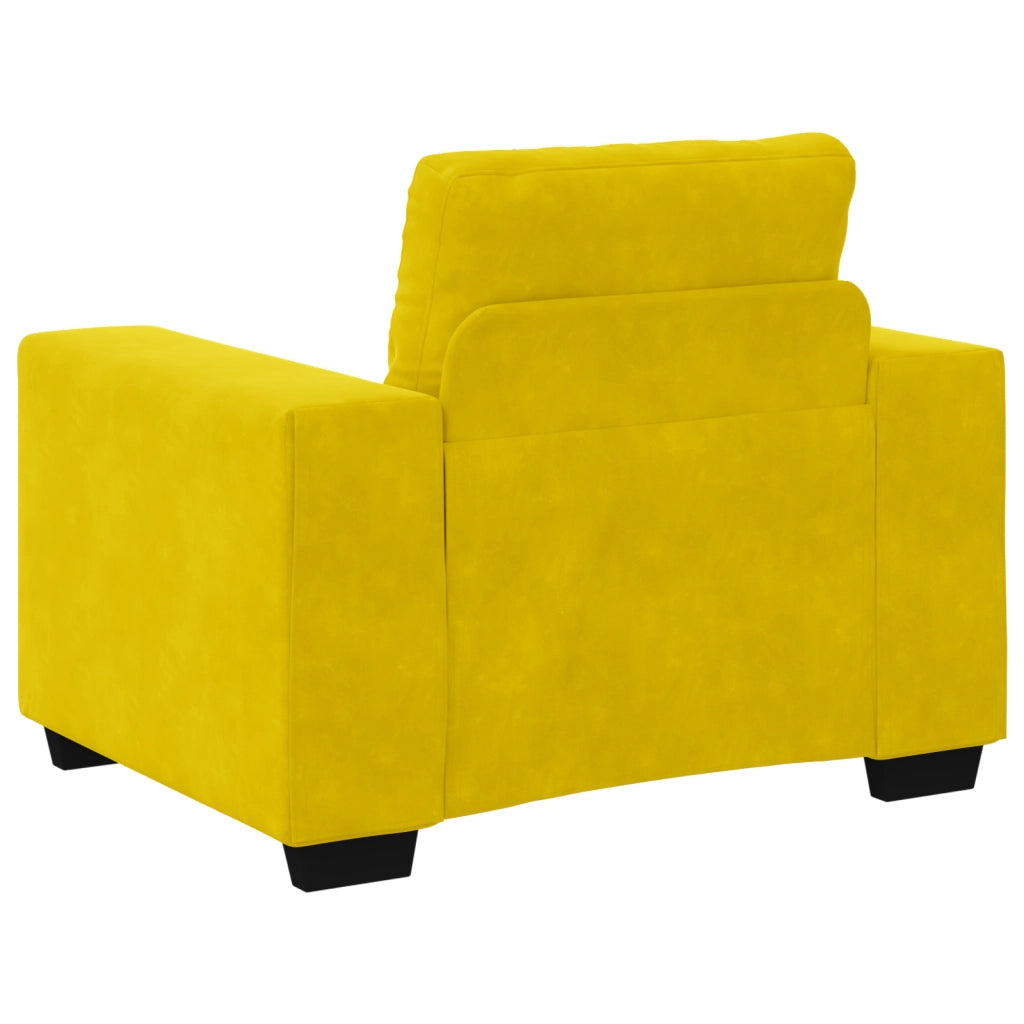 Set di divani 3 pezzi con cuscini in velluto giallo
