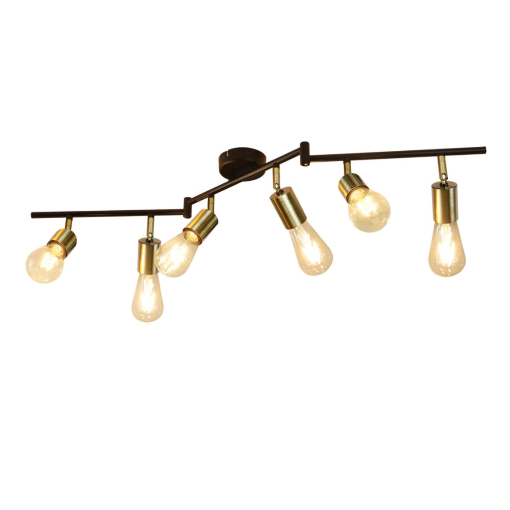 ZMH Faretto da soffitto dorati 6 luci E27 retro rotanti metallo max 25W per camera letto senza lampadina