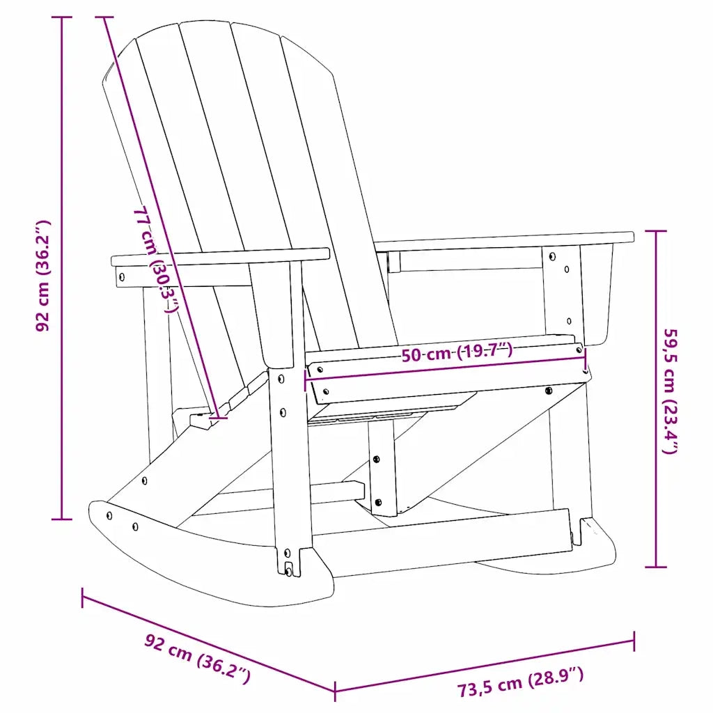 Poltrona a dondolo Adirondack Blu navy 92 x 73,5 x 92 cm HDPE CFW1800534