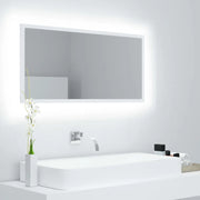 Specchio da Bagno con LED-Specchio per Bagno Bianco 90x8,5x37 cm in Acrilico
