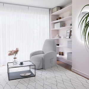 Copripoltrona Reclinabile Elasticizzato Taglia Unica con Tasca Laterale Grigio Chiaro