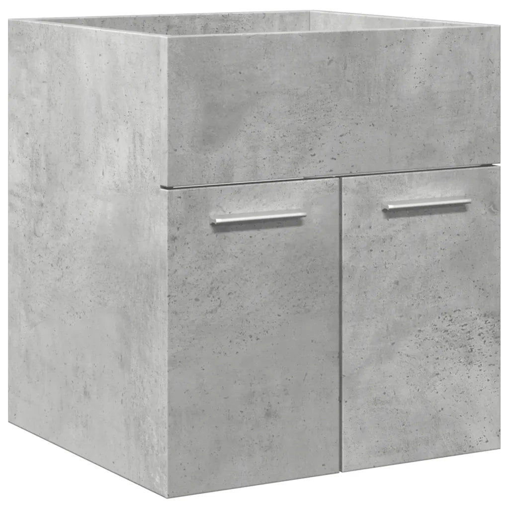 Set Mobili da Bagno 3 pz Grigio Cemento in Legno Multistrato