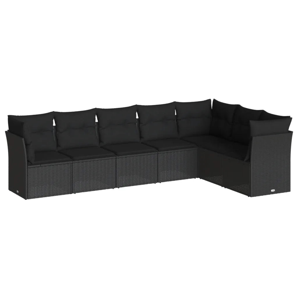 Set Divani da Giardino con Cuscini 7pz Nero Polyrattan 3217735