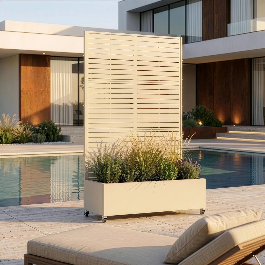 Fioriera con Spalliera Nodepp in Acciaio 190 x 120 x 38 cm - Beige casa.pro