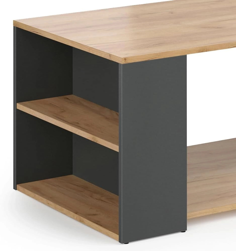 Tavolino da salotto Dario, Antracite/Rovere sabbia, 90 x 59 cm