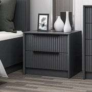 Moke, Comodino 2 Cassetti, 45x45x53h cm Nero Antracite
