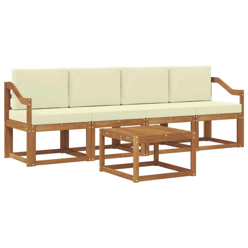 Set di divani da esterno con cuscino 5 pcs Naturale e Crema