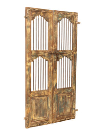 Biscottini Porta portone in legno massello e ferro da interno o da esterno vecchia e antica medievale scorrevole