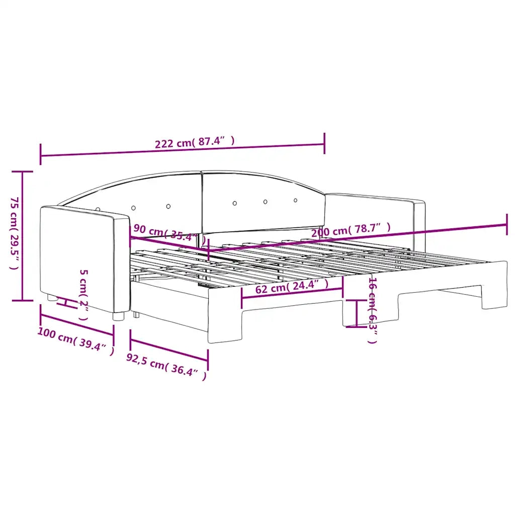 Divano Letto con Letto Estraibile Blu 90x200 cm in Velluto 3197300