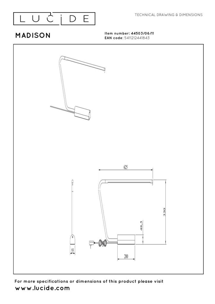 Lampada da tavolo LED integrato cromo MADISON Lucide