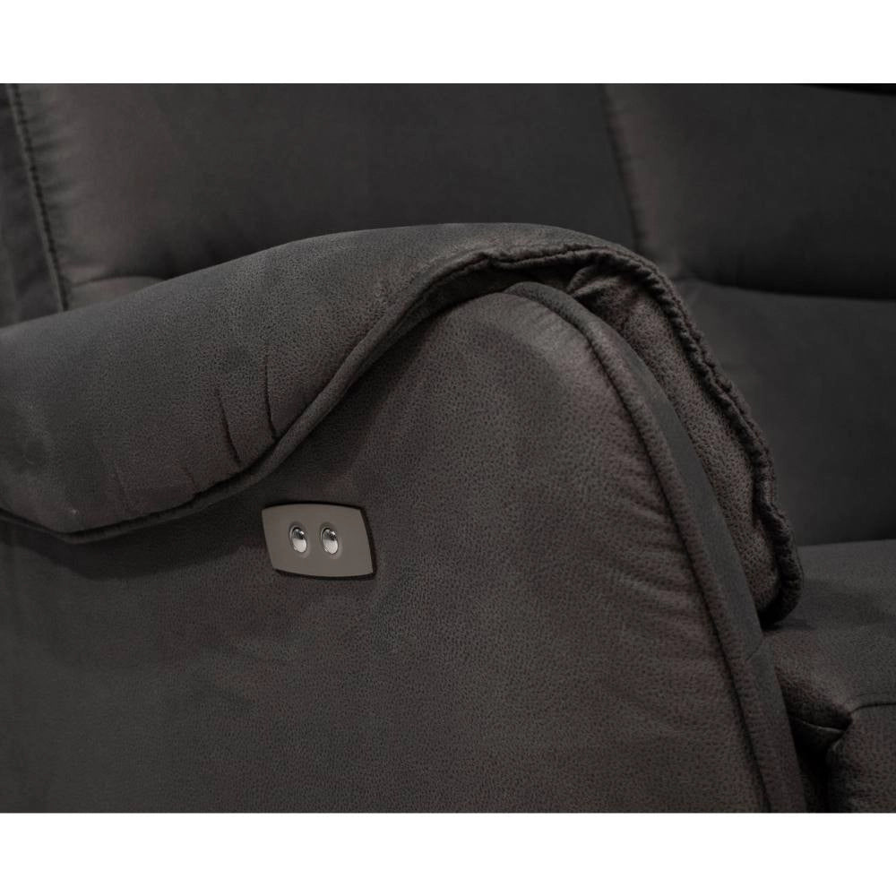 Divano 2 posti 2 recliner elettrici effetto nabuk Thun colore grigio