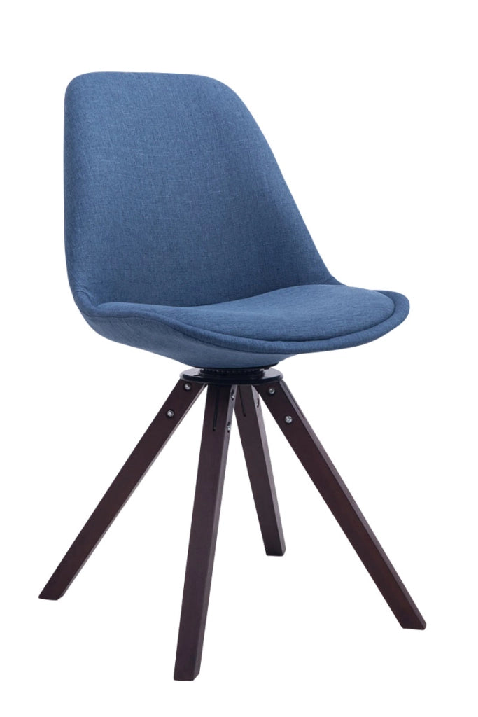 Sedia ospite Troyes Girevole Tessuto Quadrato blu,noce