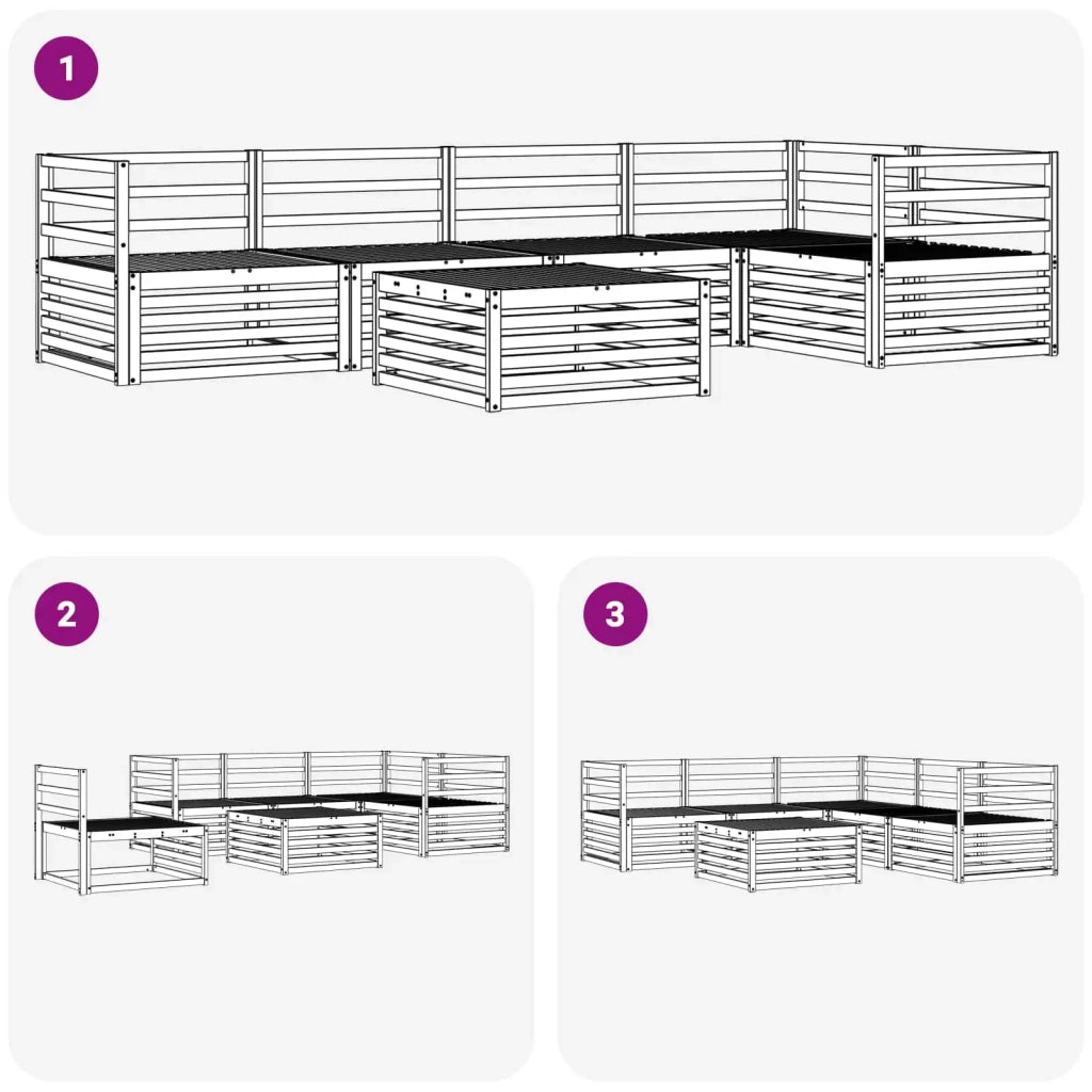 Set di divani da esterno 6 pcs Naturale