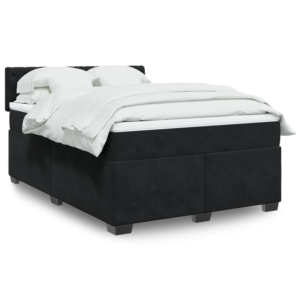 Giroletto a Molle con Materasso Nero 140x190 cm in Velluto 3286314