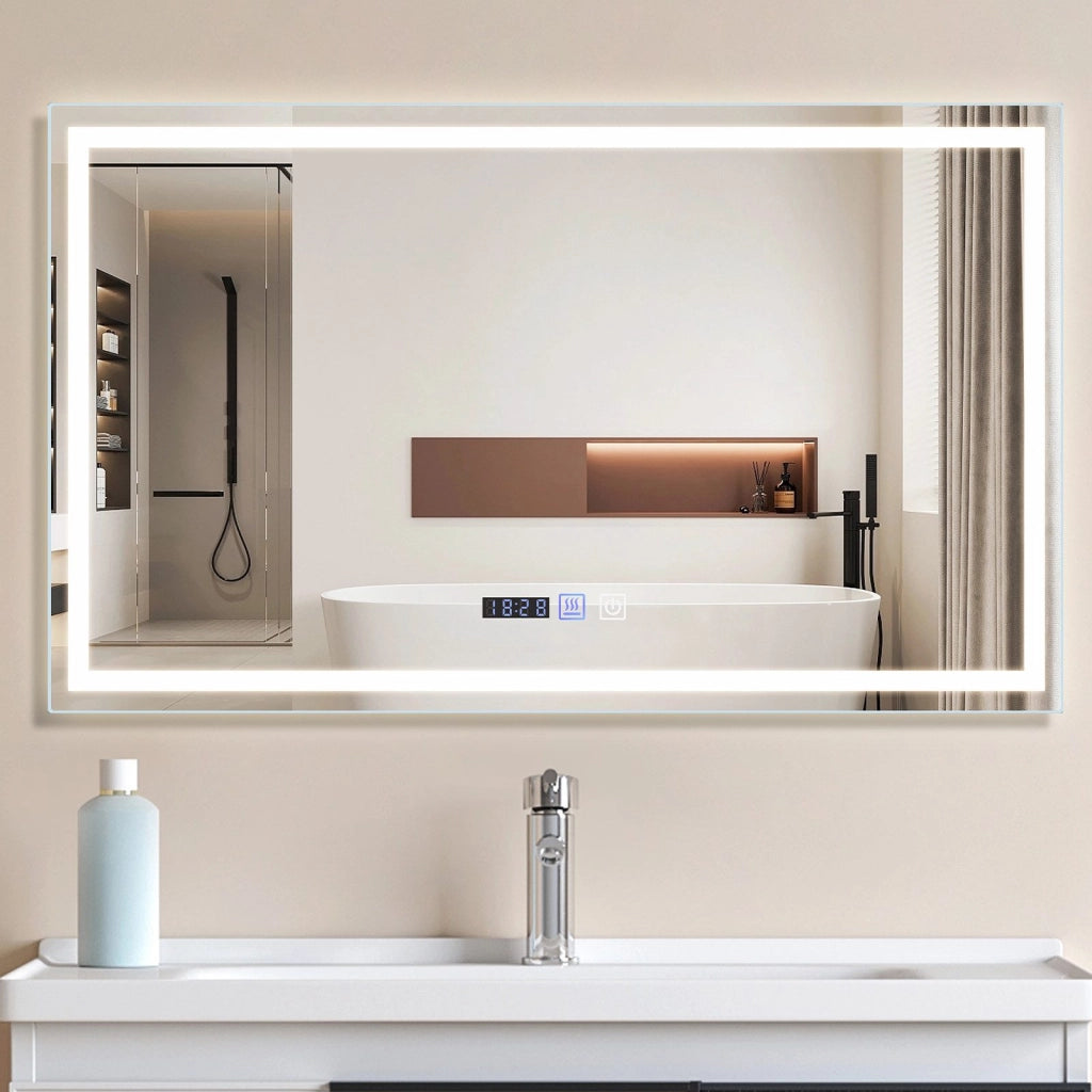 ZMH Specchio da Bagno con Luce LED a Parete IP44 con Interruttore Touch e Funzione Antivapore 3000K-6500K 100x60 cm