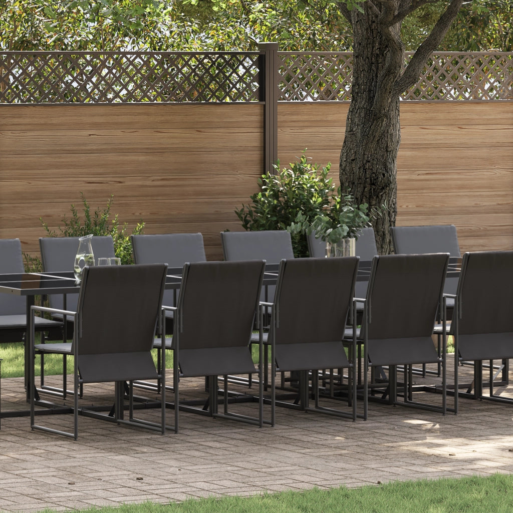 Set da Pranzo da Giardino da 22 Pezzi con Cuscini in Acciaio e Textilene