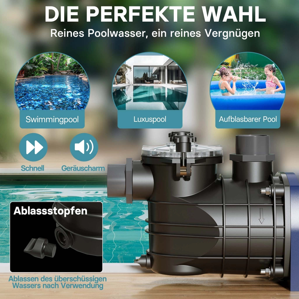 Pompa piscina per ricircolo e filtraggio 13800 l/h 550 W Pompa di circolazione