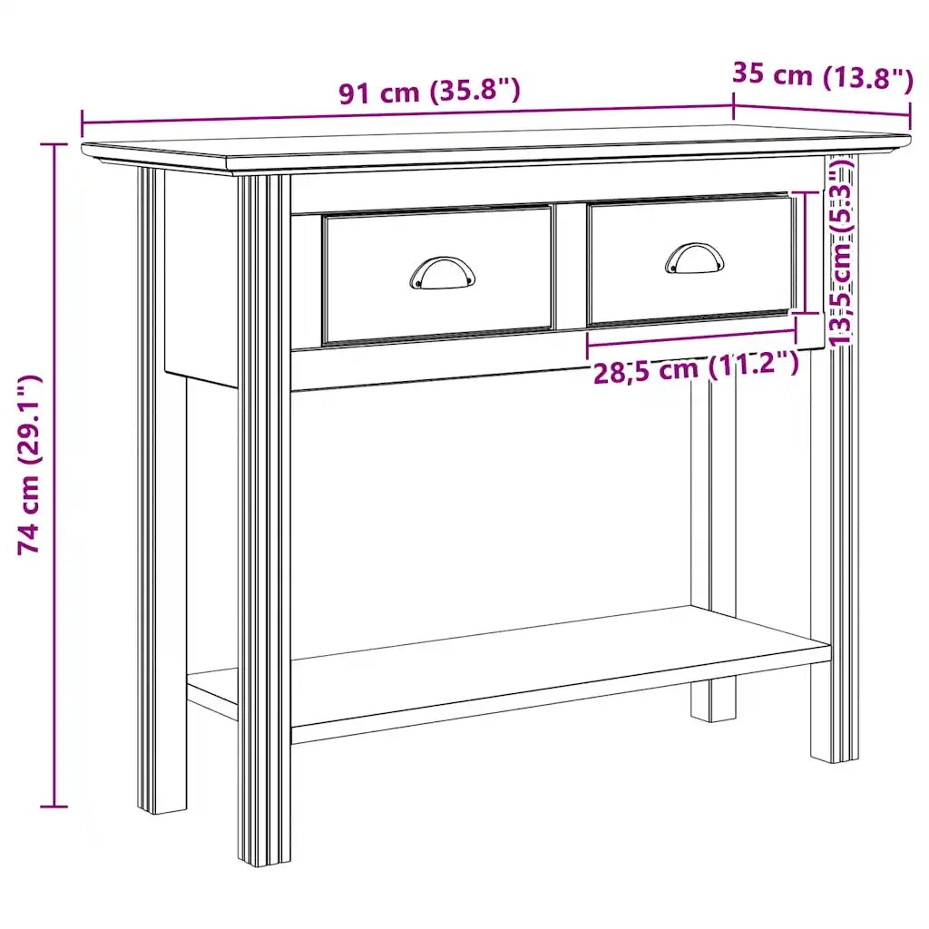 Tavolo consolle BODO Marrone miele 91 x 34.7 x 74 cm