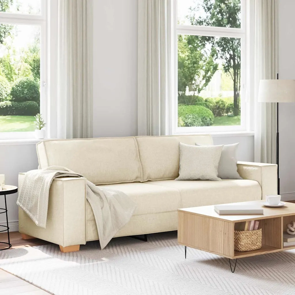 Divano 3-Persone Beige 220 cm Tessuto misto lino 4104999