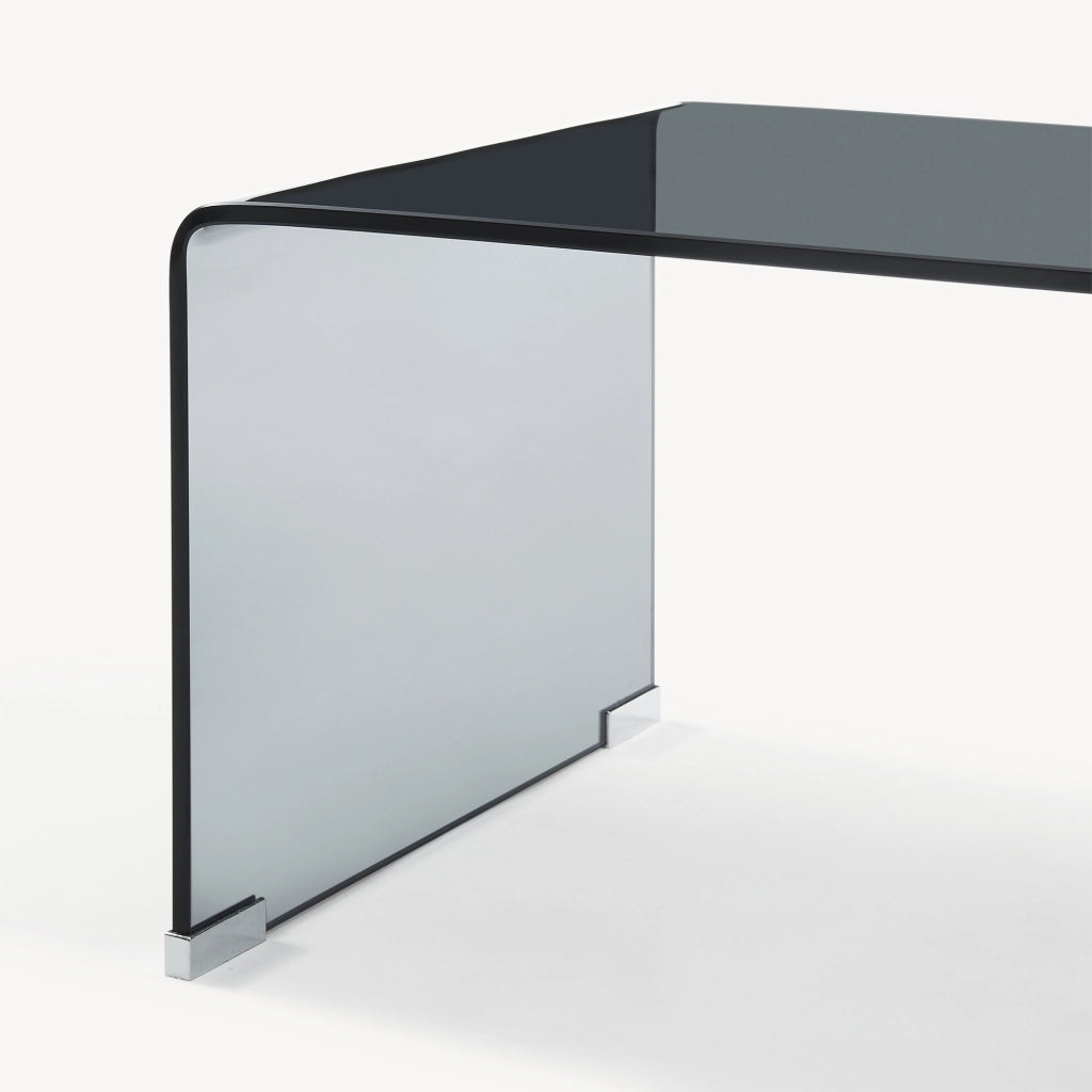 Tavolino da Caffè Väsas in Vetro 90 x 45 x 35 cm - Grigio [en.casa]