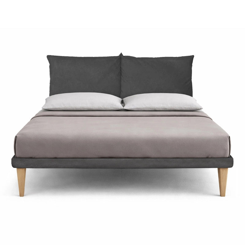 Letto imbottito Matrimoniale 180x200 cm Soft - Con rete,Microfibra,Grigio