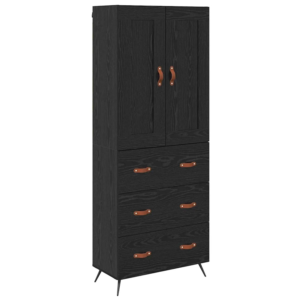 Credenza | Madia | Buffet da pranzo | Armadio da pranzo Rovere Nero 69,5 x 34 x 180 cm Legno multistrato