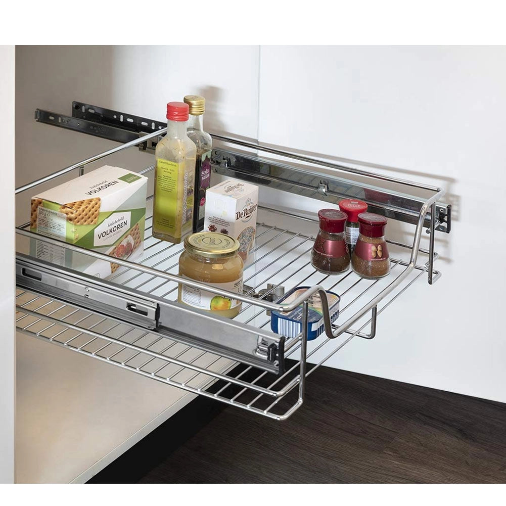 Cassetto Telescopico Cucina 40cm Cestello Acciaio Estraibile Organizer Salvaspazio