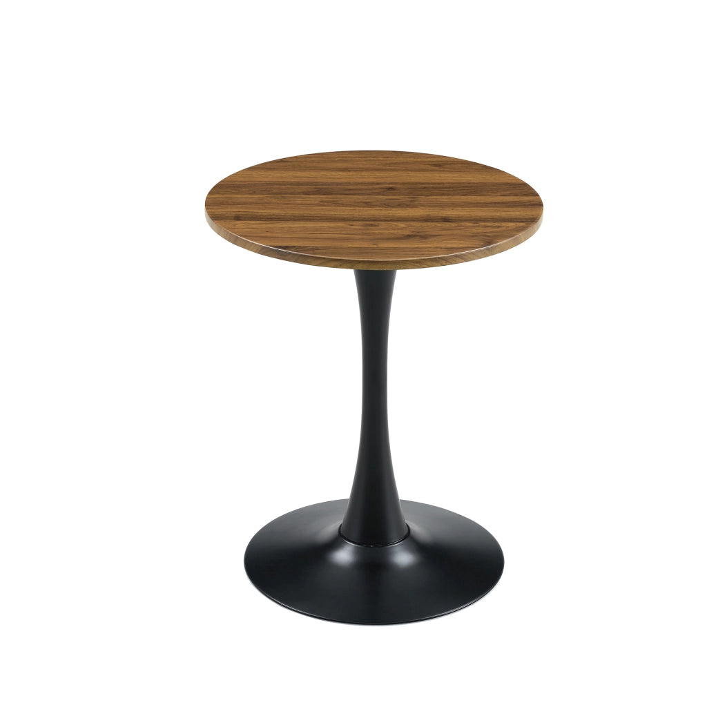 Tavolino Rotondo da Salotto ¨C MINIMAL ¨C MDF Effetto Noce, Gambe Nere, ?60 cm