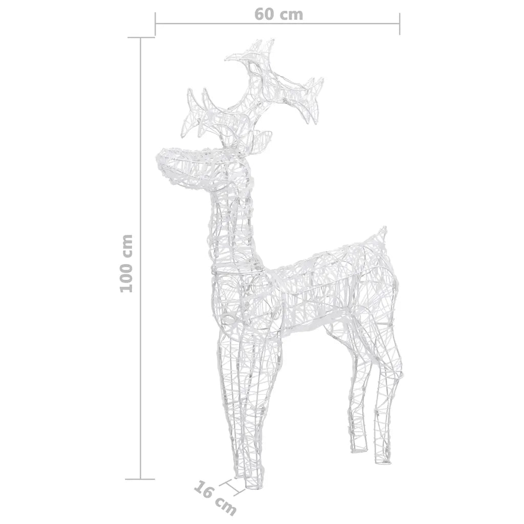 Renne e Slitta Decorazione Natale 90 LED 60x16x100 cm Acrilico cod mxl 35958