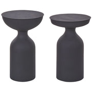 Set di 2 tavolini moderni in ferro opaco verniciato a polvere nero forma ovale soggiorno camera da letto moderna