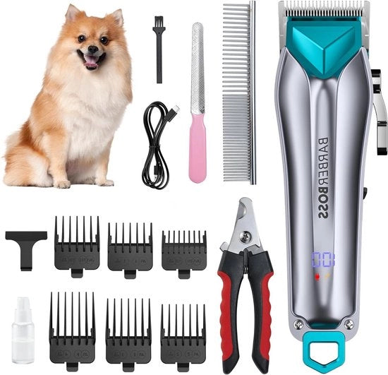Tondeuse per animali domestici professionale senza fili per capelli spessi - set di cura animali - tondeuse per gatti per pelo lanoso - set di cura animali - tondeuse per animali domestici QR-9088