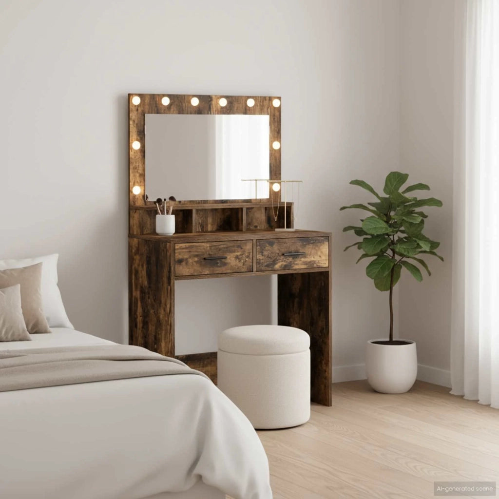 Tavolo da Trucco Rovere fumé 79 x 41 x 135 cm Legno multistrato 865086