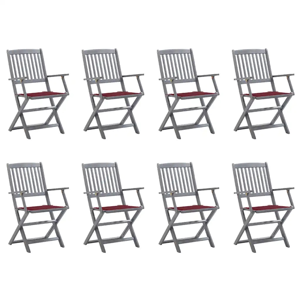 Sedie da Giardino Pieghevoli 8 pz con Cuscini Massello Acacia cod mxl 72238