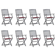 Sedie da Giardino Pieghevoli 8 pz con Cuscini Massello Acacia cod mxl 72238