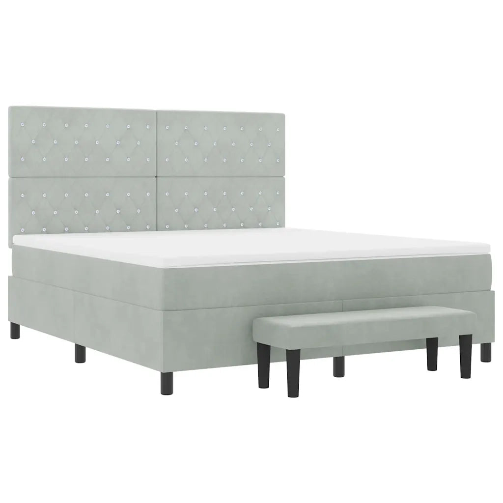 Letto a molle con testiera Grigio chiaro 200 x 180 cm Velluto 3344462