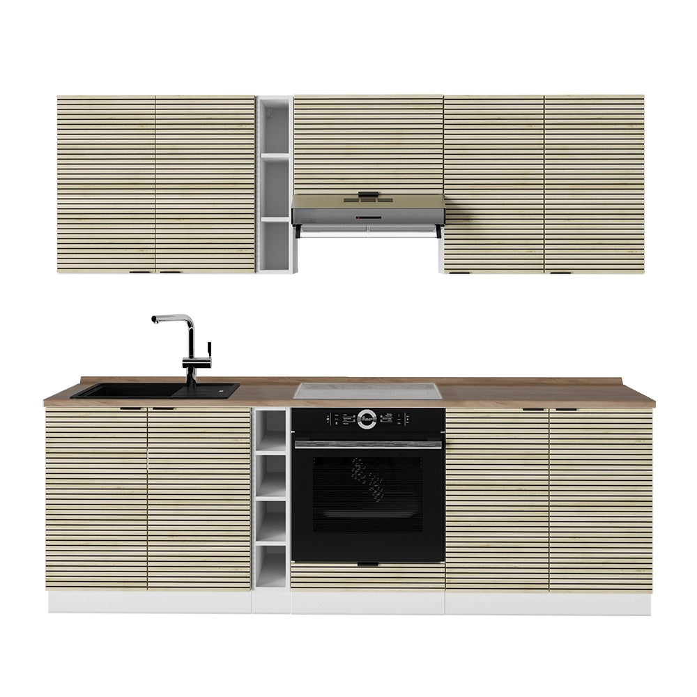 Cucina componibile Fame-Line Pannello in quercia/Bianco 235 cm, PL Rovere Vicco