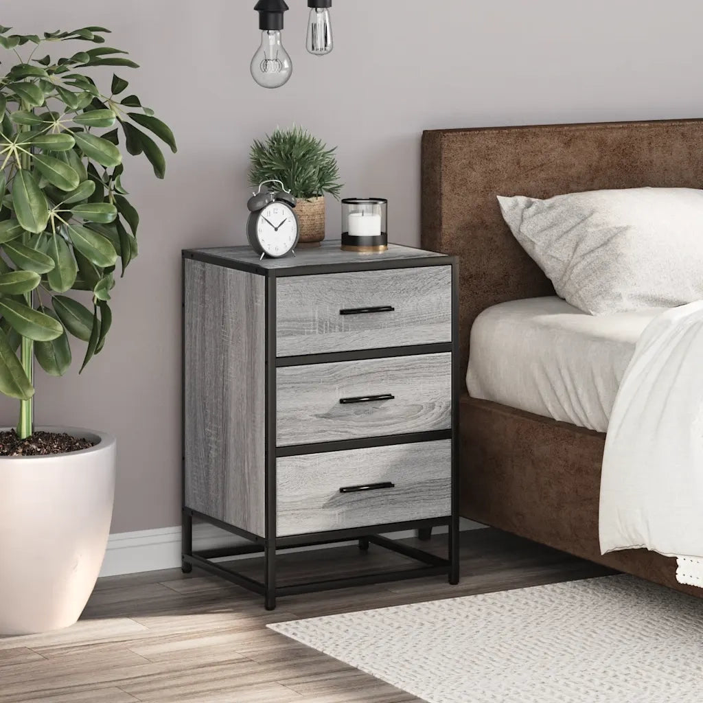 vidaXL Comodino Grigio Sonoma 40x34,5x60 cm Legno Multistrato Metallo