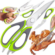 Serra da cucina in acciaio inossidabile 23 cm, Serra da cucina multifunzionale con apripomodoro, Serra da cucina universale per carne e pesce Walnoot, Serra robusta per la cucina colore grigio-verde