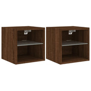Mobili TV a Parete con Luci LED 2pz | Armadietto TV | Mobile Porta TV Rovere Marrone 30x28,5x30cm