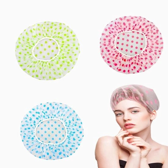 Capelli impermeabili riutilizzabili 3 pezzi - Cappuccio doccia elastico - Cappucci doccia riutilizzabili - Per doccia/spa - Alta qualità plastica - Cappuccio capelli doccia
