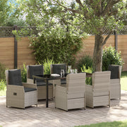 Set da Pranzo da Giardino  7 Pezzi Grigio Chiaro Polyrattan
