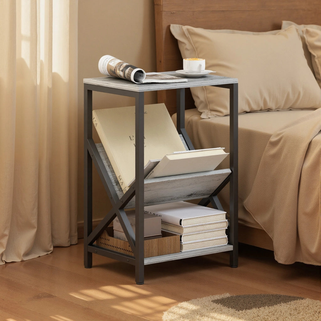 Tavolino da salotto con ripiani ¨C zephmum ¨C grigio scuro 40x30x61 cm